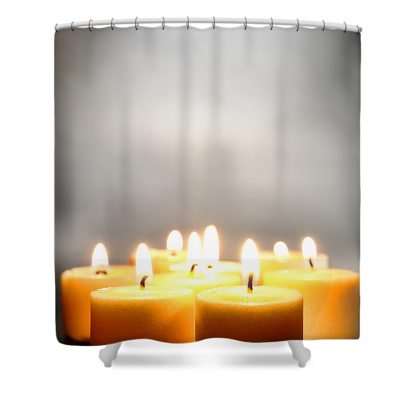 Votive Shower Curtain featuring the photograph Glow and Smoke by Olivier Le Queinec
