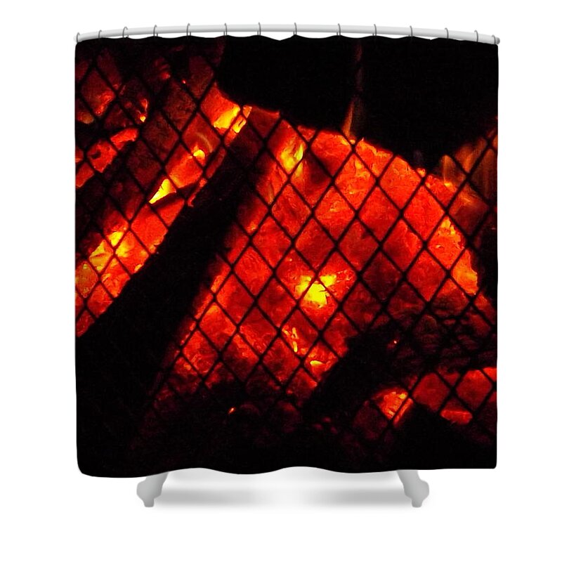 Yule Log Shower Curtain featuring the photograph Glowing Embers by Darren Robinson