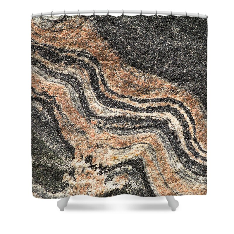 Banded Shower Curtain featuring the photograph Gneiss Rock by Les Palenik