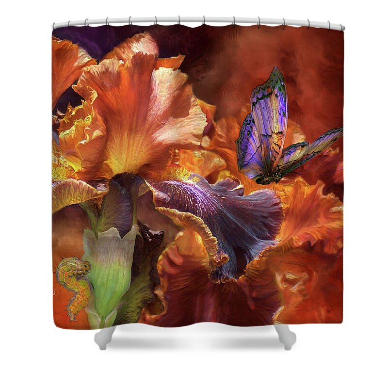 Iris Shower Curtain featuring the mixed media Goddess Of Miracles by Carol Cavalaris
