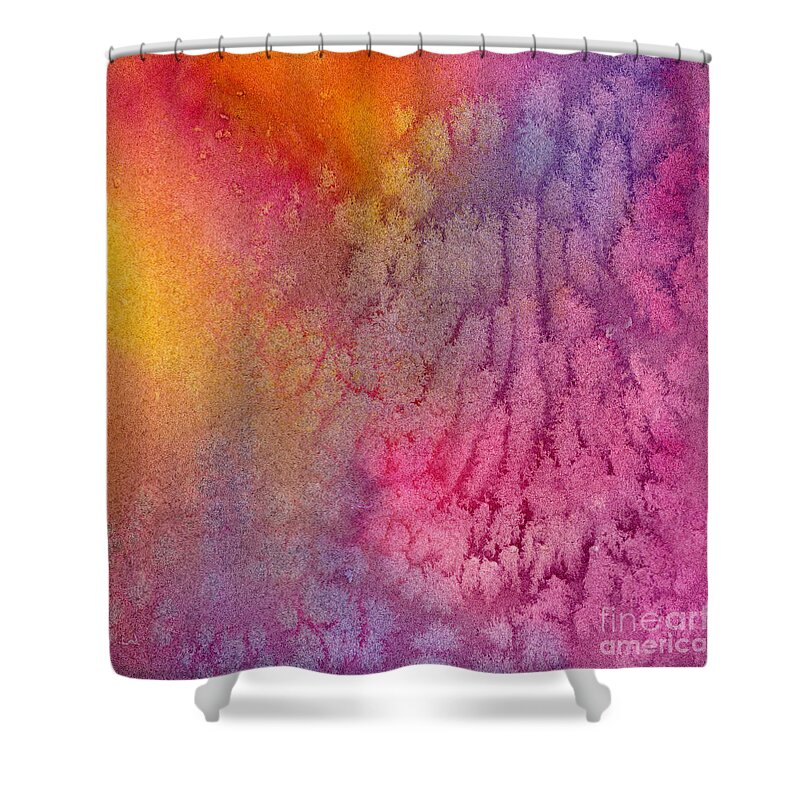 Gold Shower Curtain featuring the painting Gold and Magenta Abstract by Sharon Freeman