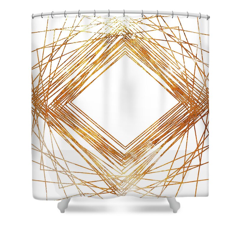 Gold Shower Curtain featuring the drawing Gold Diamond by South Social Studio