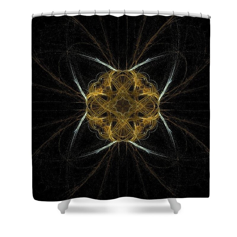 Gold Shower Curtain featuring the painting Gold Fractal's Cross by Bruce Nutting