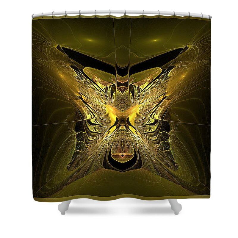 Gold Shower Curtain featuring the digital art Golden Chamber by Kiki Art