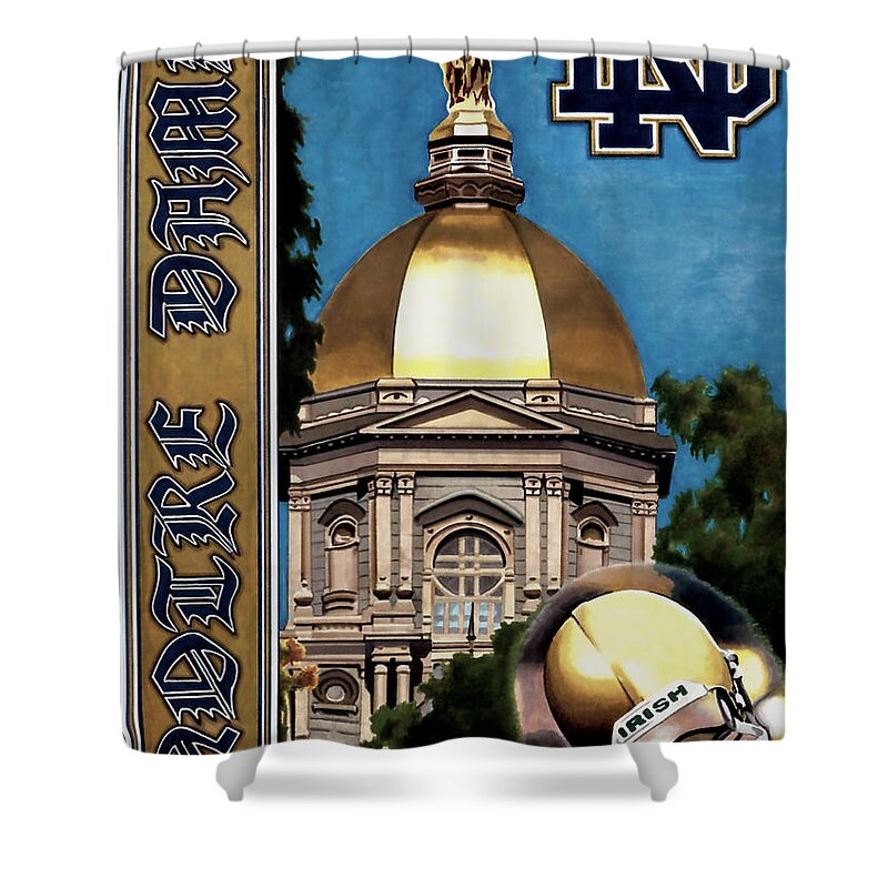 College Shower Curtain featuring the drawing Golden Dome by Cory Still