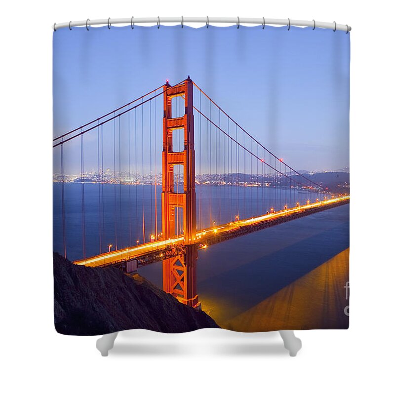 Golden Gate Bridge Shower Curtain featuring the photograph Golden Gate Bridge at Dusk by Bryan Mullennix