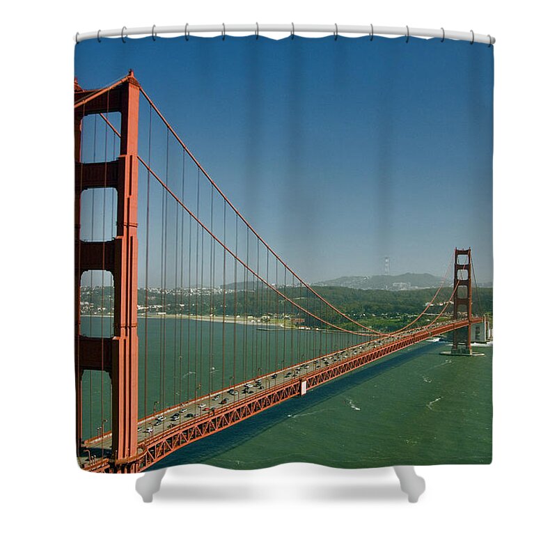 Flpa Shower Curtain featuring the photograph Golden Gate Bridge by Mark Newman
