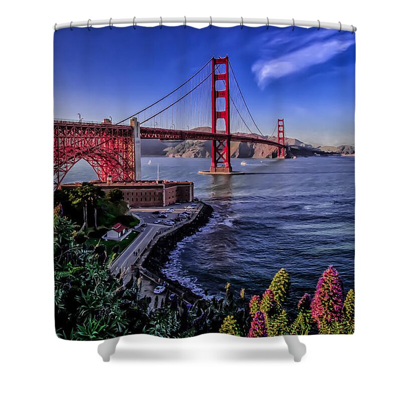 Art Shower Curtain featuring the photograph Golden Gate Bridge by Ron Pate
