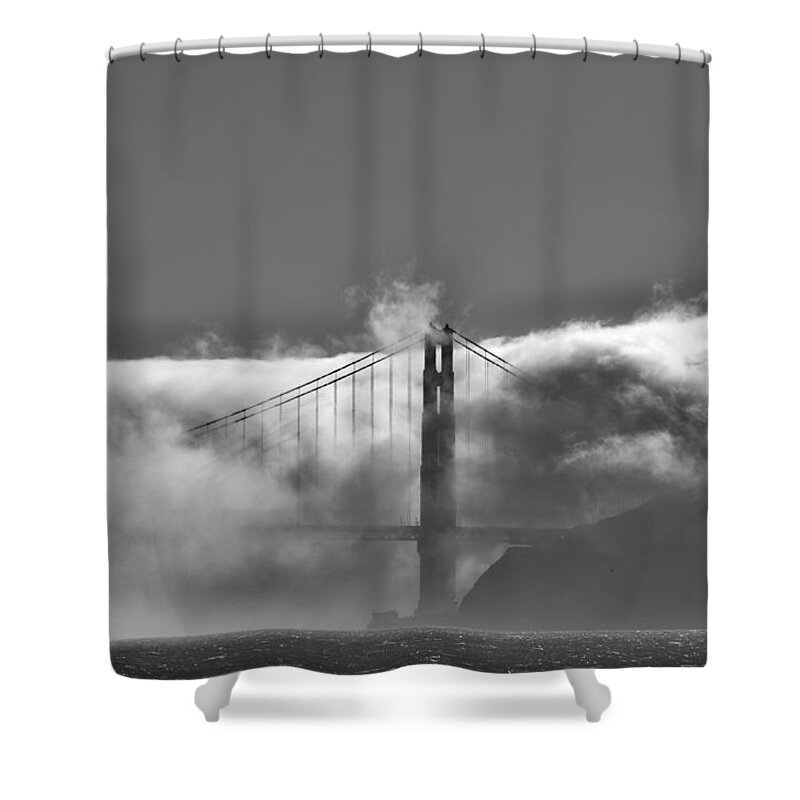 Golden Gate Bridge Shower Curtain featuring the photograph Golden Gate Fog by Spencer Hughes