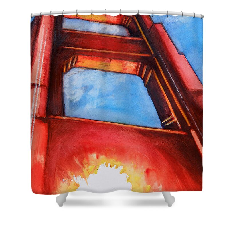 Golden Gate Bridge Shower Curtain featuring the painting Golden Gate Light by Rene Capone