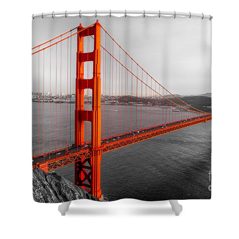 Francisco Shower Curtain featuring the photograph Golden Gate - San Francisco - California - USA by Luciano Mortula