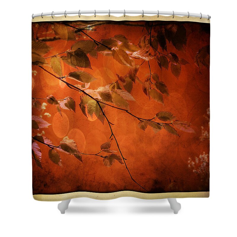 Branches Shower Curtain featuring the digital art Golden Leaves-1 by Nina Bradica