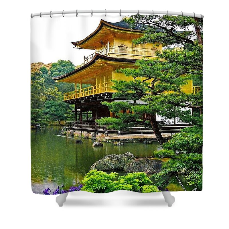 Asia Shower Curtain featuring the photograph Golden Pavilion - Kyoto by Juergen Weiss