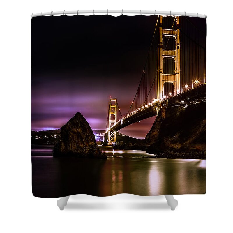 Golden Gate Bridge Shower Curtain featuring the photograph Golden by Don Hoekwater Photography