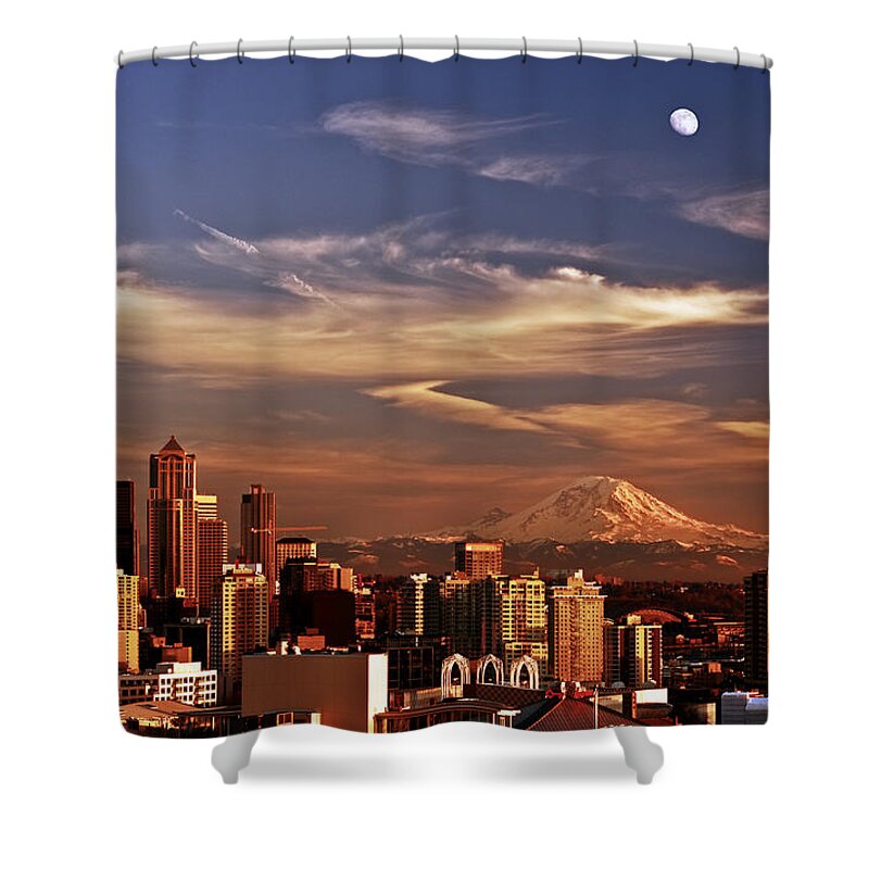 Seattle Shower Curtain featuring the photograph Golden Seattle by Darren White