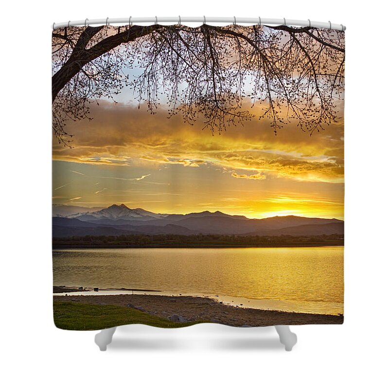 Trees Shower Curtain featuring the photograph Golden Spring Time Twin Peaks Sunset View by James BO Insogna
