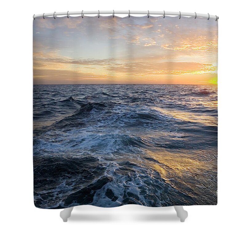 00345380 Shower Curtain featuring the photograph Golden Sunrise And Waves by Yva Momatiuk John Eastcott