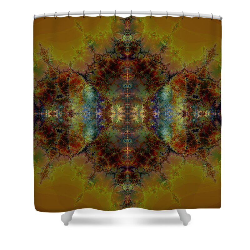 Persia Shower Curtain featuring the digital art Golden Tapestry by Kiki Art