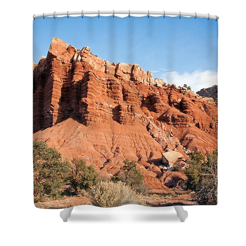 Autumn Shower Curtain featuring the photograph Golden Throne Capitol Reef National Park by Fred Stearns