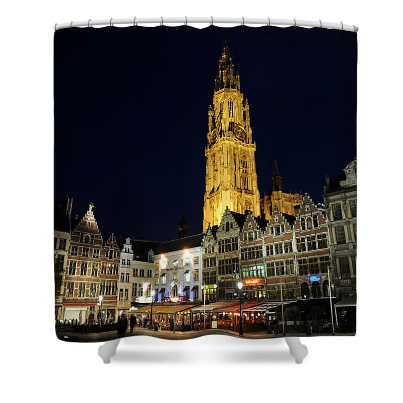 Antwerp Belgium Shower Curtain featuring the photograph Golden Tower by Richard Gehlbach