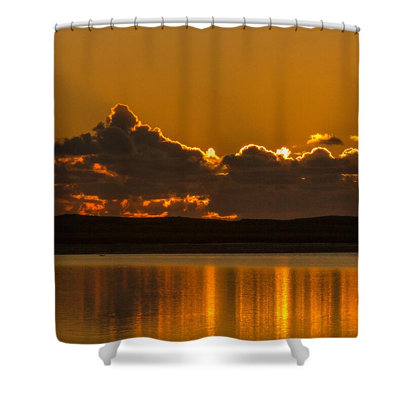 Sunrise Shower Curtain featuring the photograph Golden Town Cove by Beverly Tabet