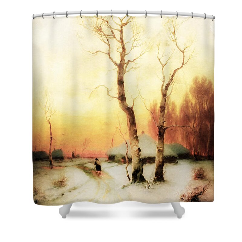 Seasons Shower Curtain featuring the painting Golden Winter Of Forgotten Dreams by Georgiana Romanovna