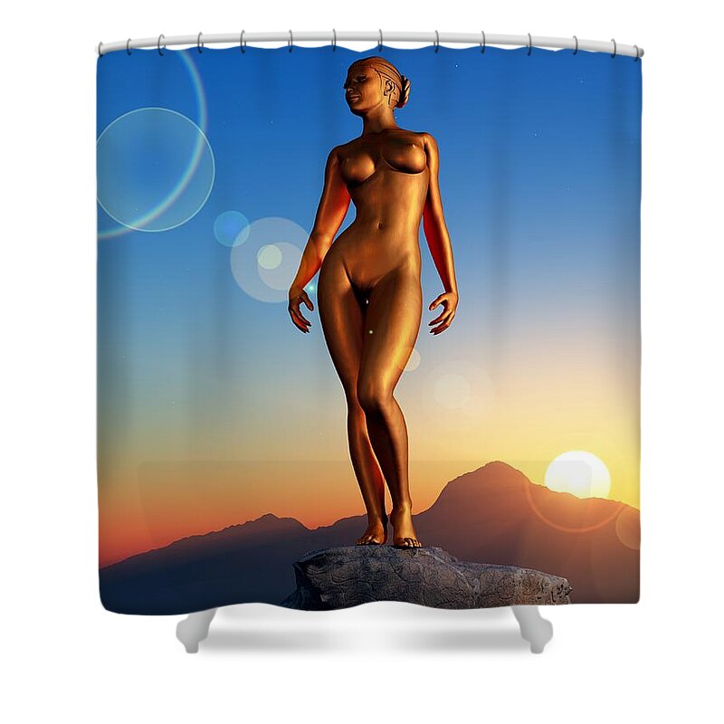 Golden Woman Shower Curtain featuring the digital art Golden Woman by Kaylee Mason