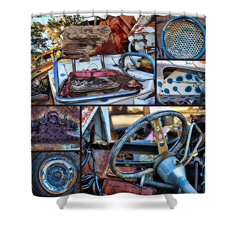 Collage Shower Curtain featuring the photograph Golf Cart Collage by Sylvia Thornton