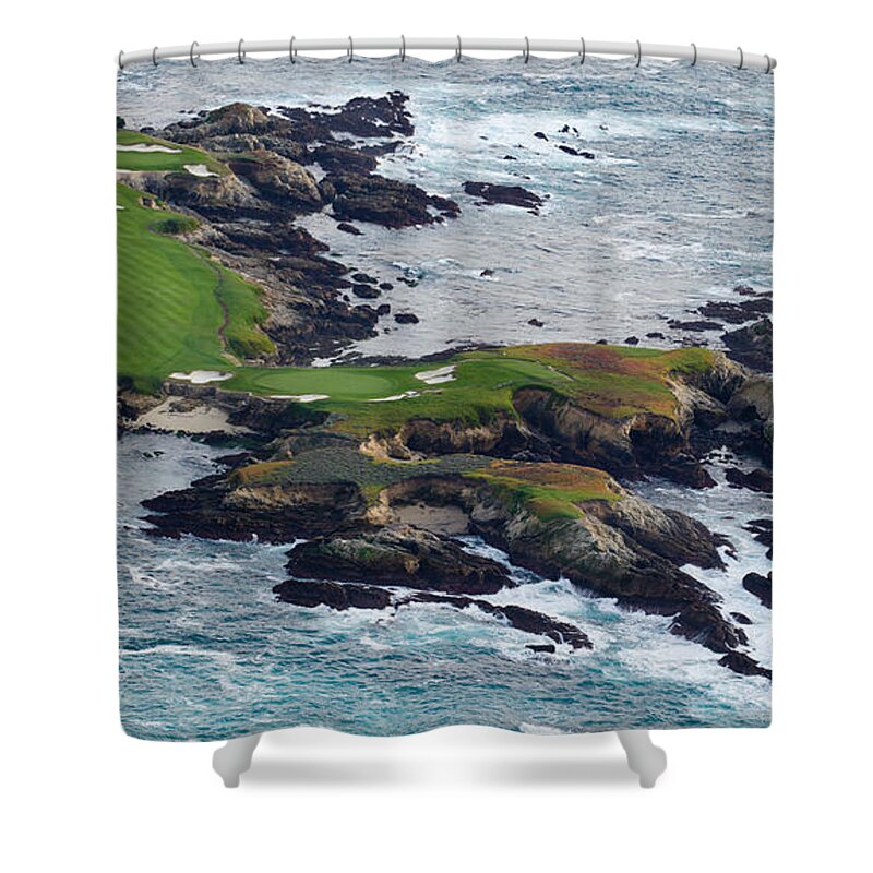 Photography Shower Curtain featuring the photograph Golf Course On An Island, Pebble Beach by Panoramic Images