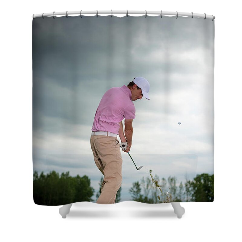 Grass Shower Curtain featuring the photograph Golfing With Iron On Fairway by Vm