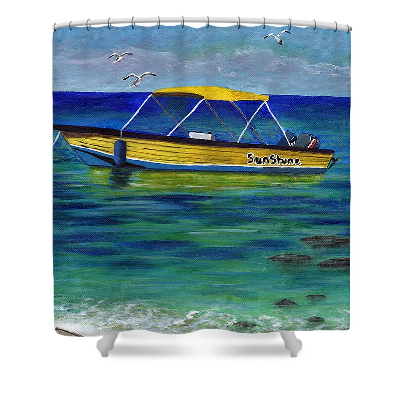 Boat Shower Curtain featuring the painting Gone To Rest by Laura Forde