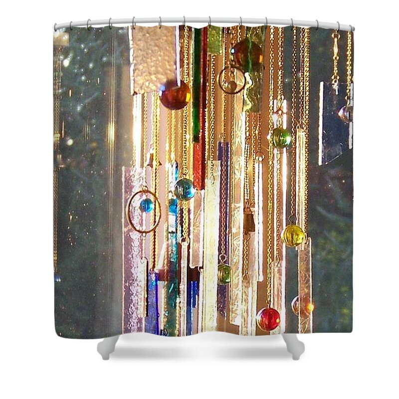 Stained Glass Shower Curtain featuring the glass art Good Morning Sunshine - Sun Catcher by Jackie Mueller-Jones