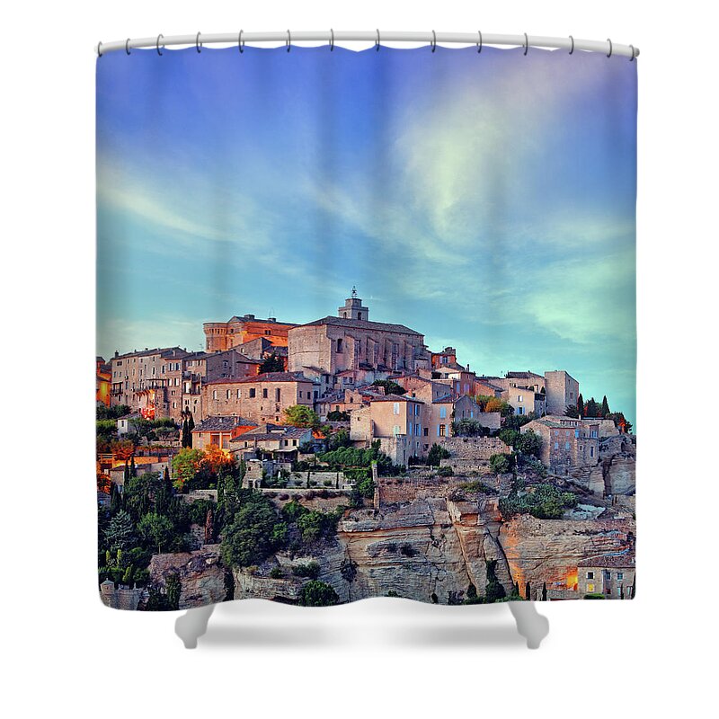 Built Structure Shower Curtain featuring the photograph Gordes In Provence by Mammuth