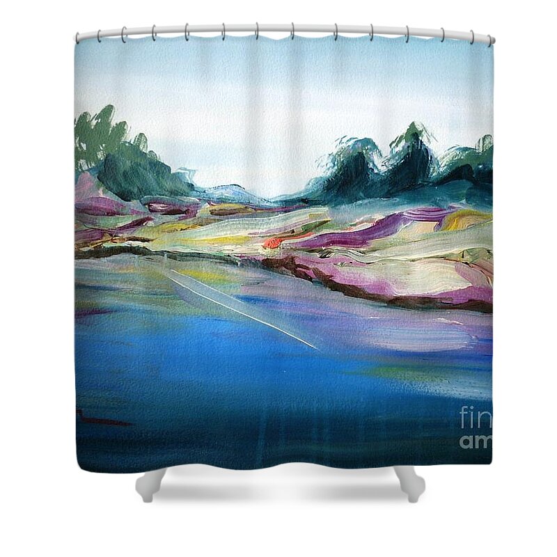 Gowrie Shower Curtain featuring the painting Gowrie Creek Spring by Therese Alcorn
