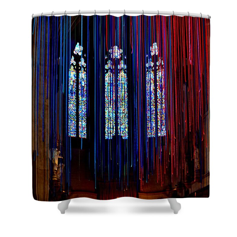 Grace Cathedral Shower Curtain featuring the photograph Grace Cathedral with Ribbons by Dean Ferreira