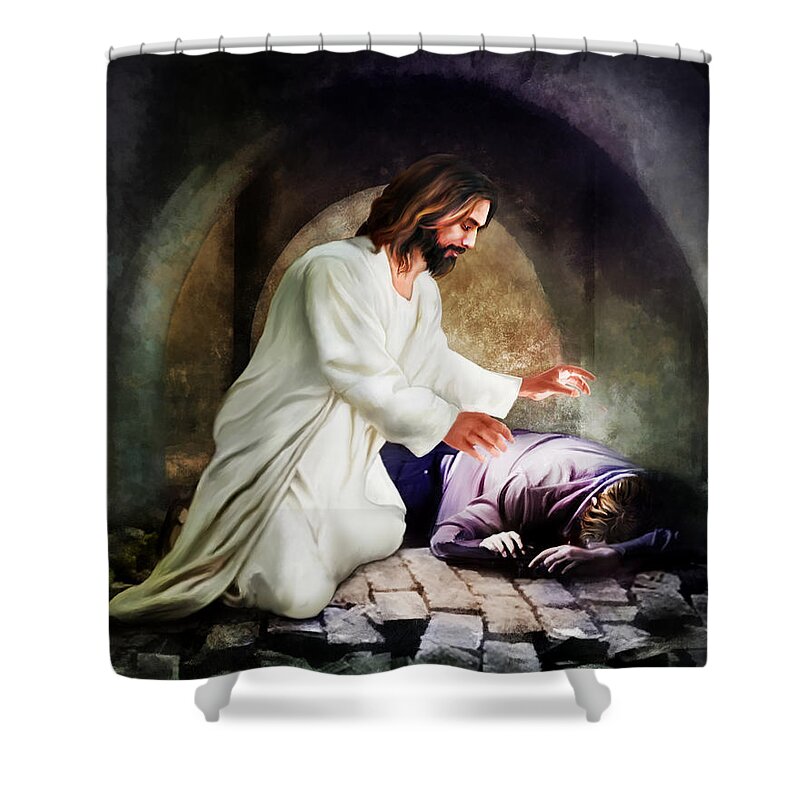 God Shower Curtain featuring the digital art Grace by Frances Miller