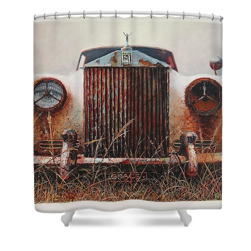 Rolls Royce Shower Curtain featuring the painting Grace - Rolls Royce by Blue Sky