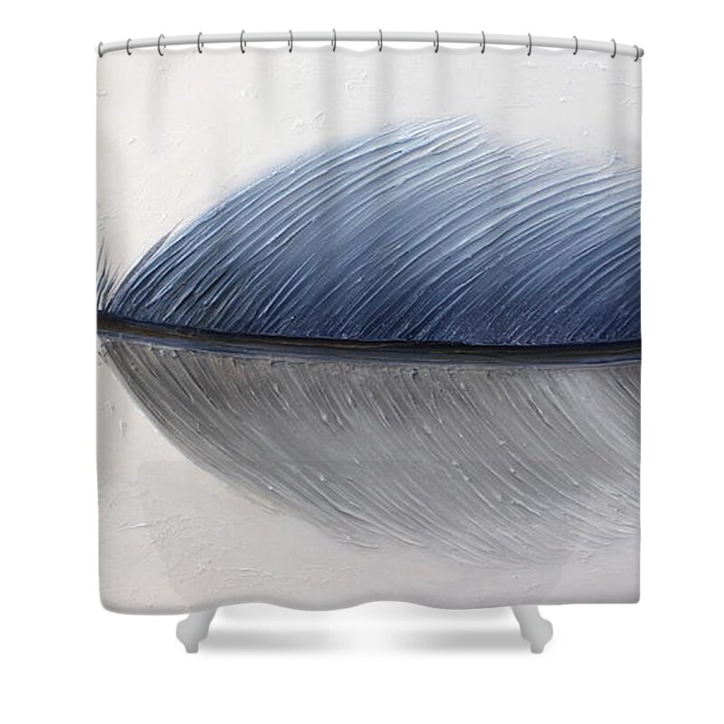 White Abstract Shower Curtain featuring the painting Graceful by Preethi Mathialagan