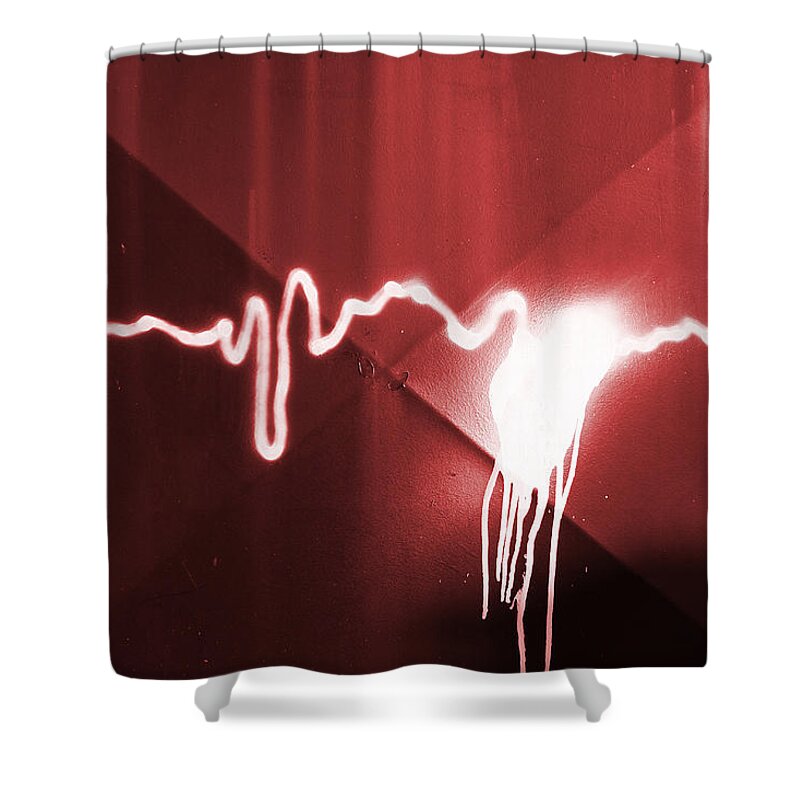 Abstract Shower Curtain featuring the digital art Graffiti Spray Red by Steve Ball