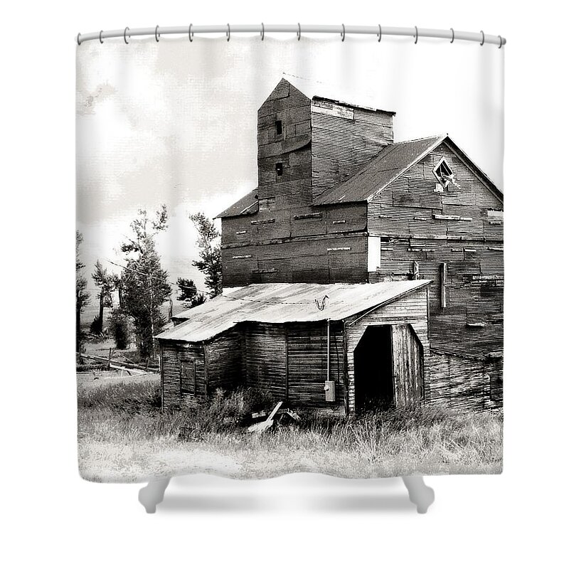 Old Building Shower Curtain featuring the photograph Grain Elevator BW by Marty Koch