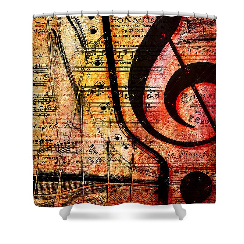 Piano Shower Curtain featuring the digital art Grand Fathers by Gary Bodnar