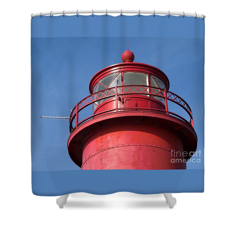 Lighthouse Shower Curtain featuring the photograph Grand Haven Red by Ann Horn
