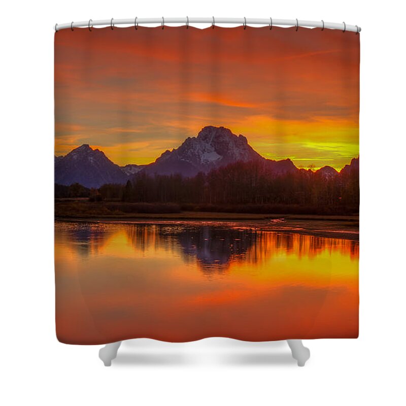 Grand Tetons Shower Curtain featuring the photograph Grand Teton Sunset by Brenda Jacobs