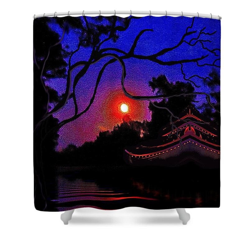 Moon Shower Curtain featuring the painting Grandmother Embracing Faith by Yolanda Raker