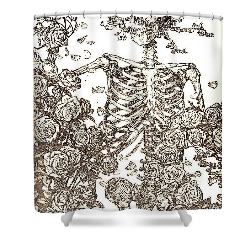  Shower Curtain featuring the photograph Gratefully Dead Skeleton by Kelly Awad