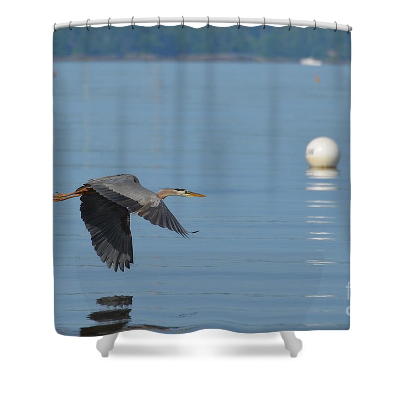 Great Blue Heron Shower Curtain featuring the photograph Great Blue Heron by DejaVu Designs