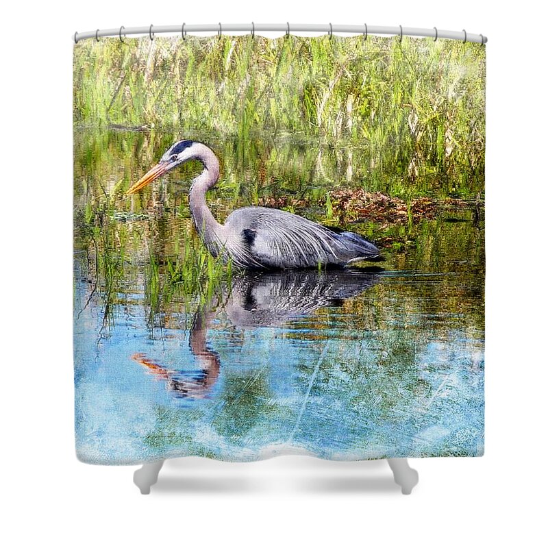 Florida Shower Curtain featuring the painting Great Blue Hunter by Barbara Chichester