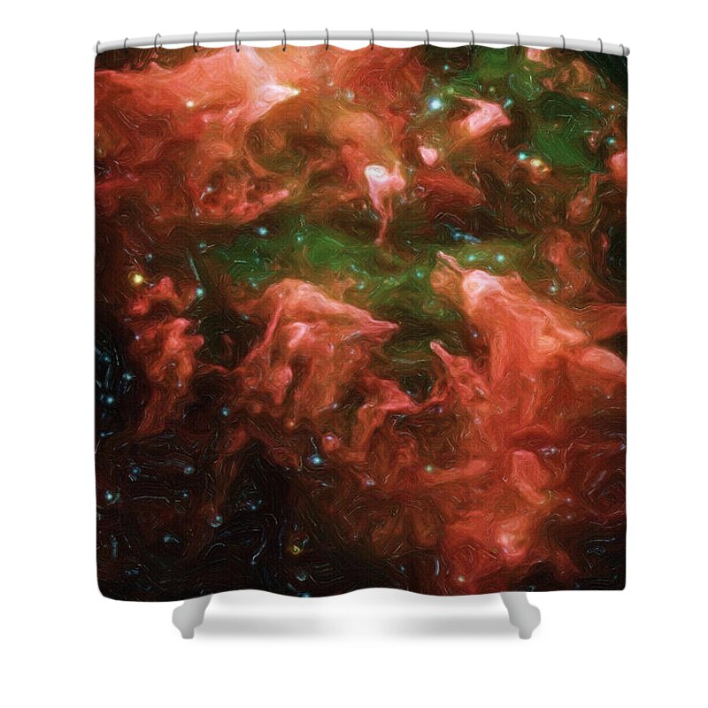 Nebula Shower Curtain featuring the painting Great Nebula in Carina by Inspirowl Design