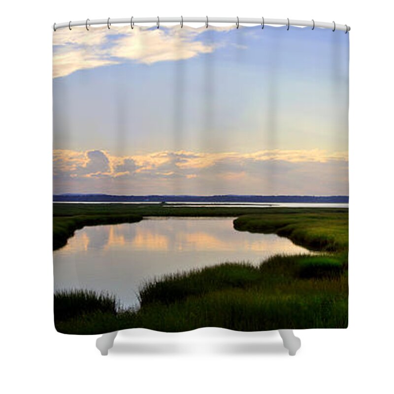 Salt Marsh Shower Curtain featuring the photograph Great Salt Marsh - Plum Island by John Brown
