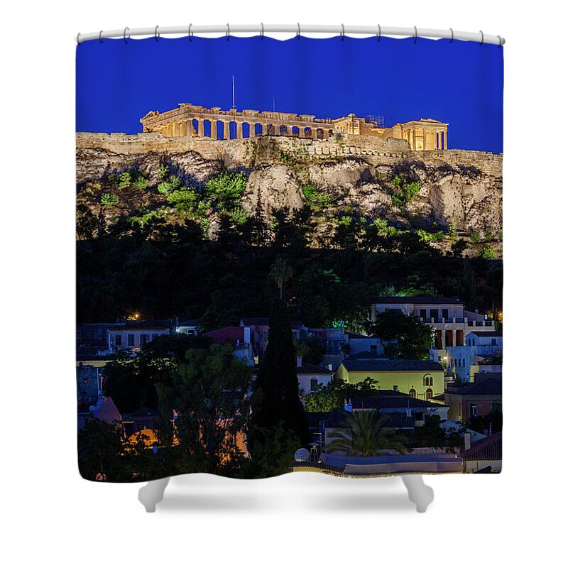 Dawn Shower Curtain featuring the photograph Greece, Athens, Acropolis by Walter Bibikow